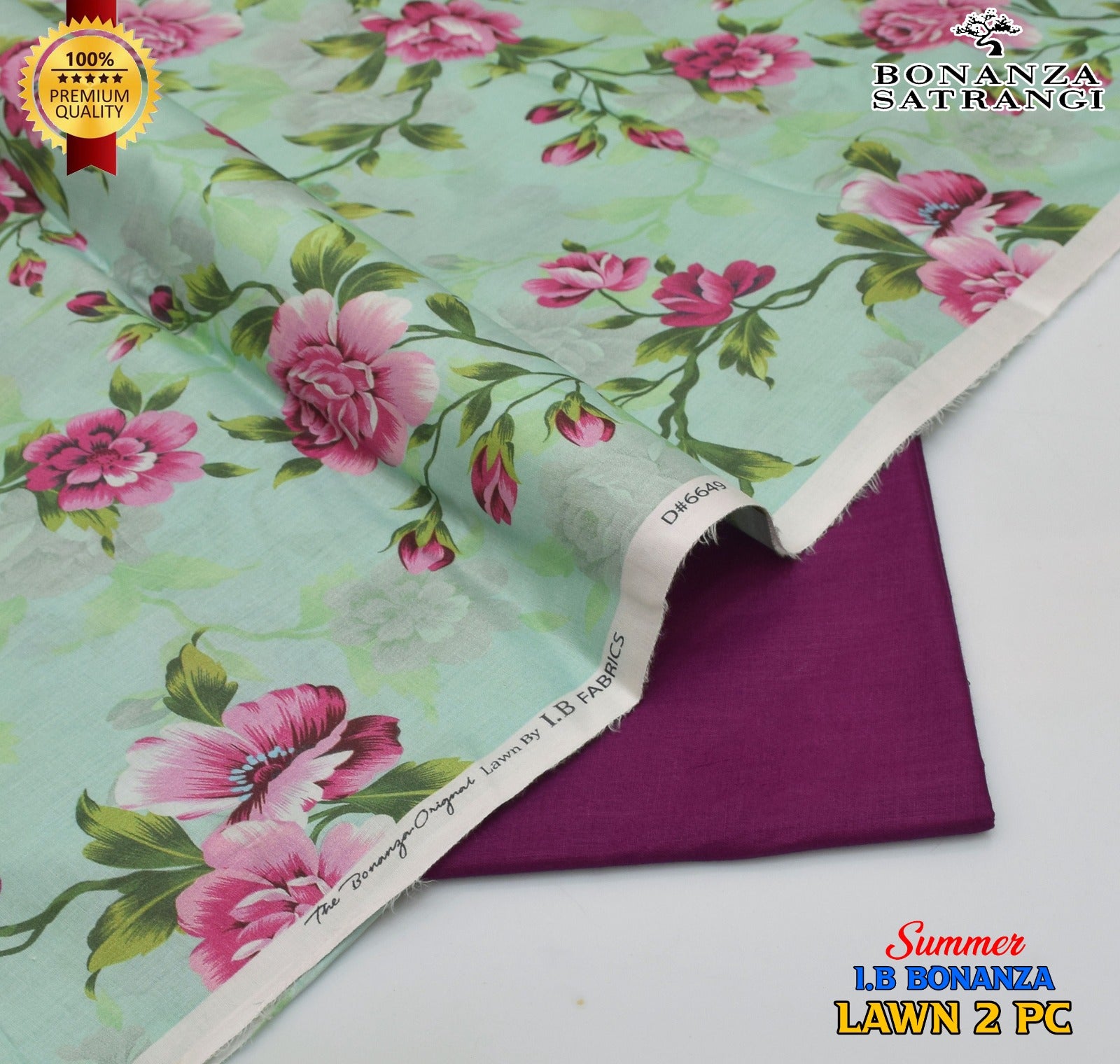 Huraira Collection Premium Lawn 2PC Suit – Shirt & Trouser