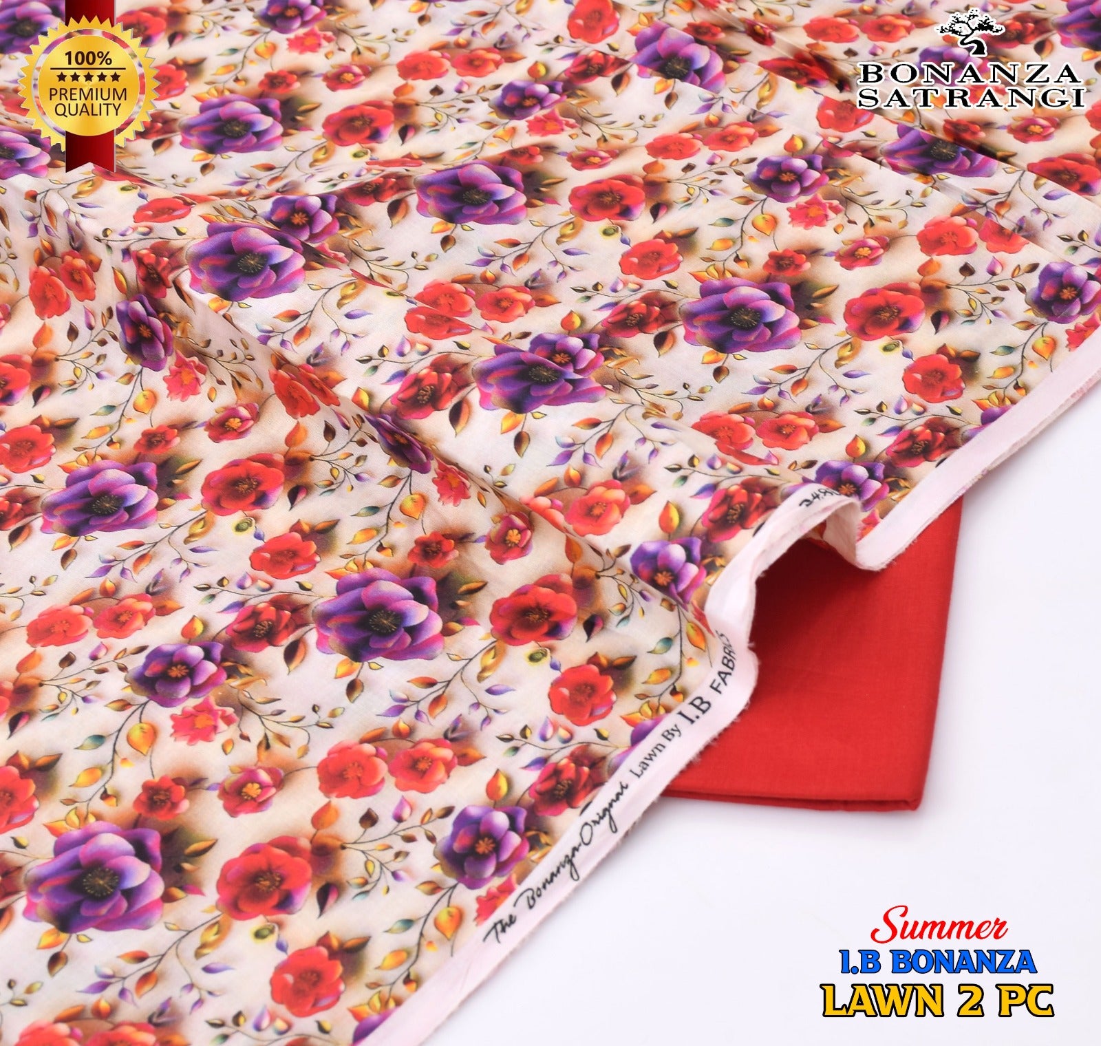 Huraira Collection Premium Lawn 2PC Suit – Shirt & Trouser